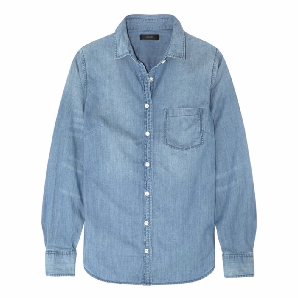 J Crew Chambray Long Sleeve Button Down Shirt